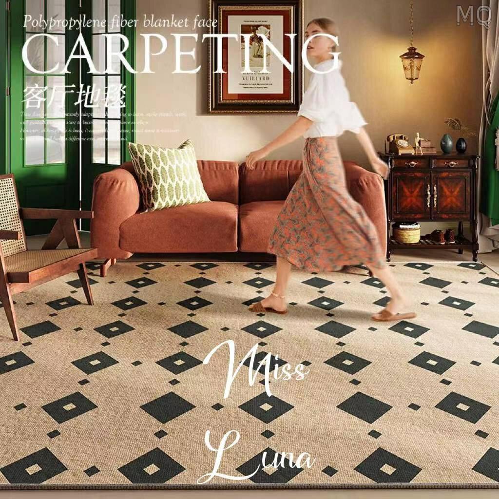 全新 水晶絨 客廳大地毯 地毯地墊 臥室床邊毯 約現代客廳輕奢地毯復古茶幾大面積滿鋪防滑地墊臥室床邊毯訂