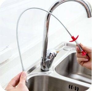 廚房水槽防堵疏通器 可彎曲下水道頭髮雜物菜渣水管異物抓取器