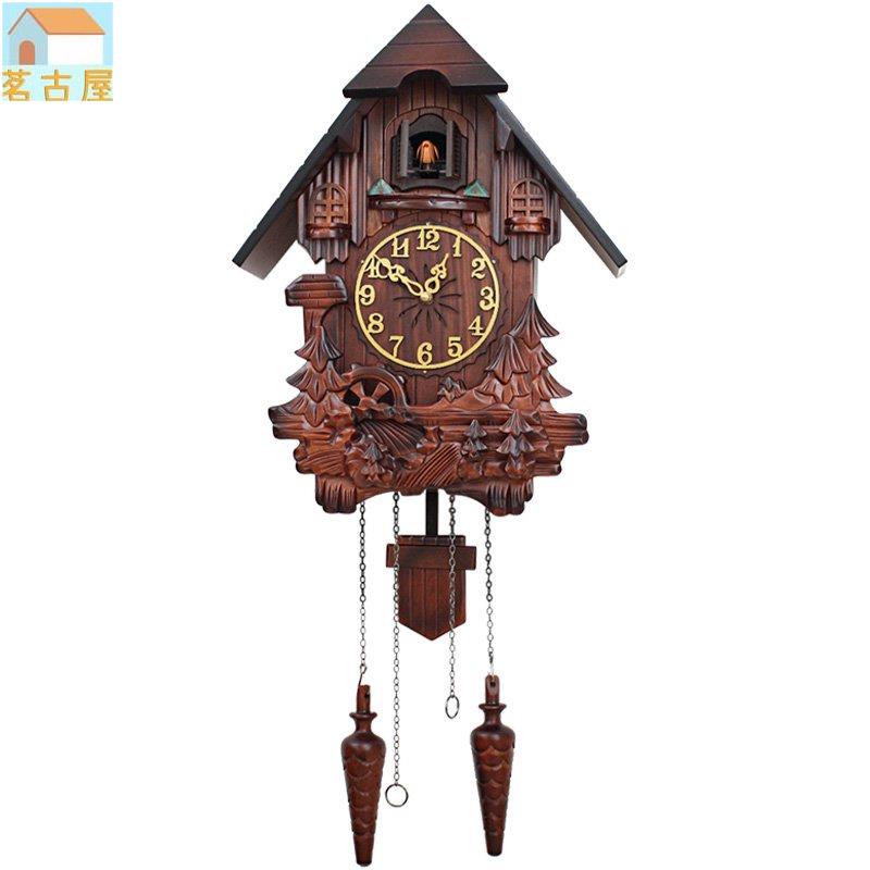 歐式實木雕刻布穀鳥掛鐘兒童房客廳音樂整點報時鐘搖擺創意咕咕鐘時鐘