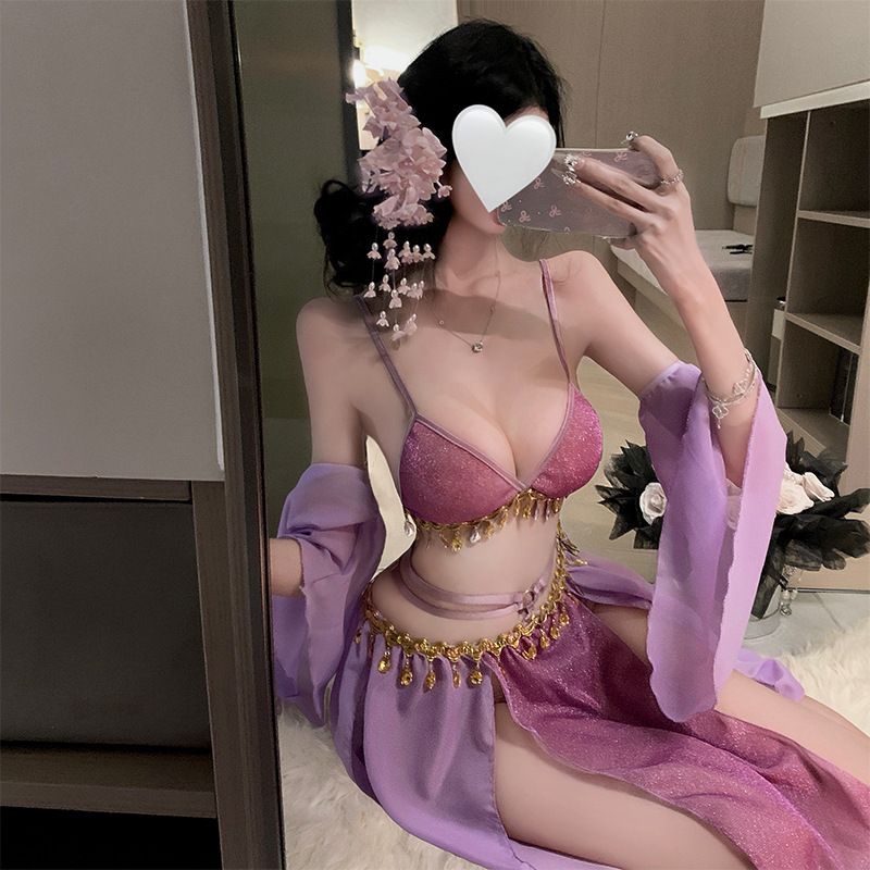 【店鋪熱銷】悄然情趣內衣性感異域風情流蘇分體古風敦皇飛天透視挑逗誘惑舞服