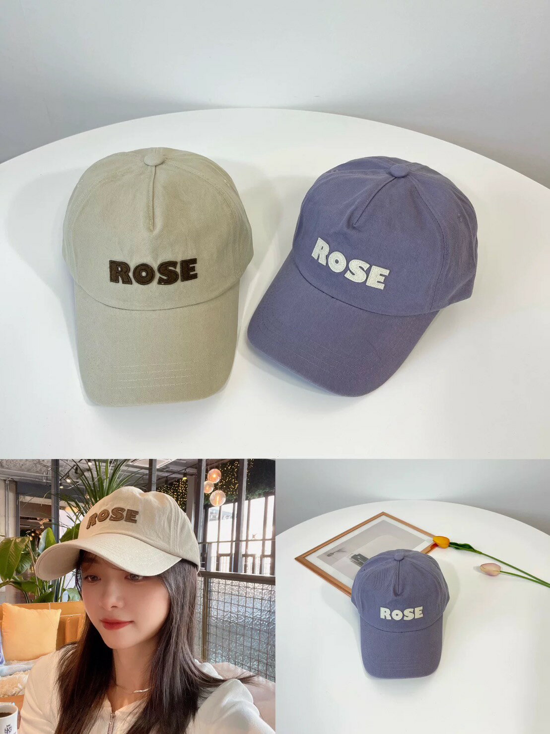 韓國東大門正品 時尚人氣推薦字母ROSE 棒球帽 鴨舌帽休閒帽