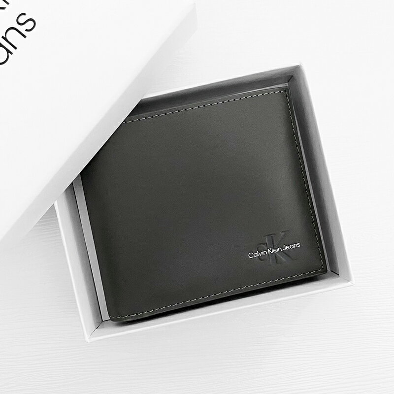 美國百分百【全新真品】Calvin Klein 皮夾 錢包 專櫃精品 CK 八卡短夾 logo 軍綠 DD57