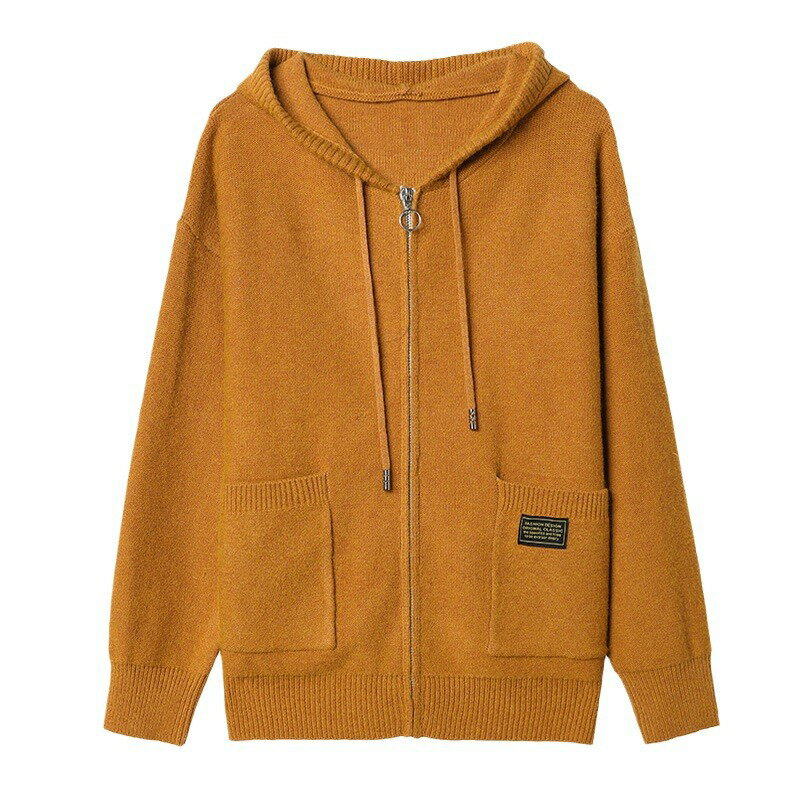 外套 女裝 休閒外套 時尚外套 保暖外套  連帽毛衣外套女寬鬆拉鍊針織開衫2025秋季女裝帶帽衛衣春秋外搭潮 1