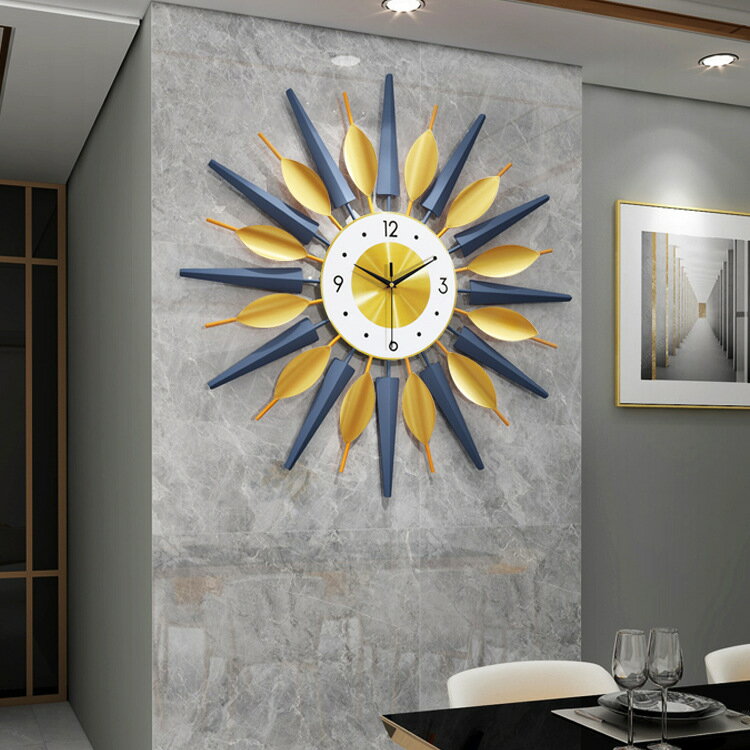 北歐鐘表簡約客廳掛鐘創意家居裝飾時鐘鐵藝輕奢壁鐘掛墻