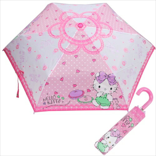 Hello Kitty 手把 摺疊傘 粉點 綠裙 雨傘 凱蒂貓 KT 日貨 兒童傘 正版 授權 J00012483