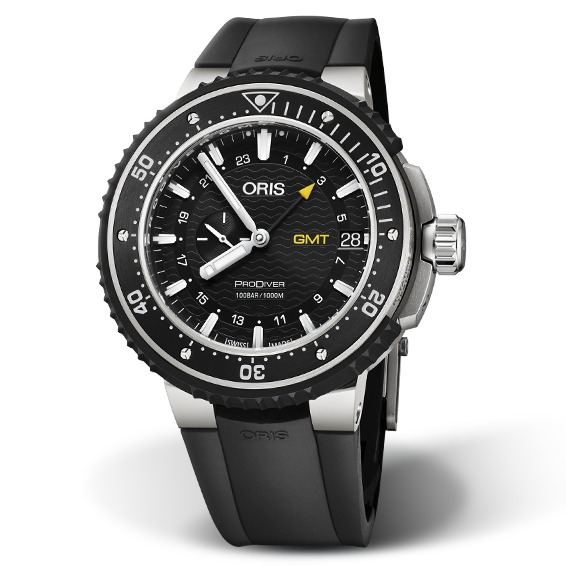 ORIS 豪利時 Prodiver GMT日期黑色橡膠手錶 0174877487154-0742674TEB 黑 銀 49mm