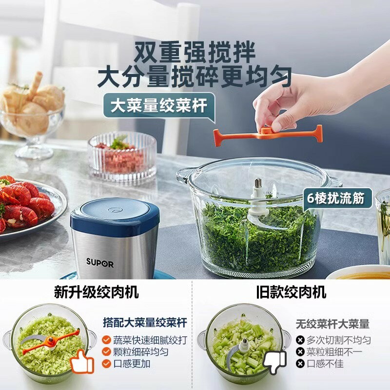 蘇泊爾絞肉機家用多功能全自動電動小型料理攪拌打肉機器餃肉餡碎