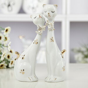 結婚禮品 創意家居裝飾品擺設 時尚擺件 可愛陶瓷情侶對貓