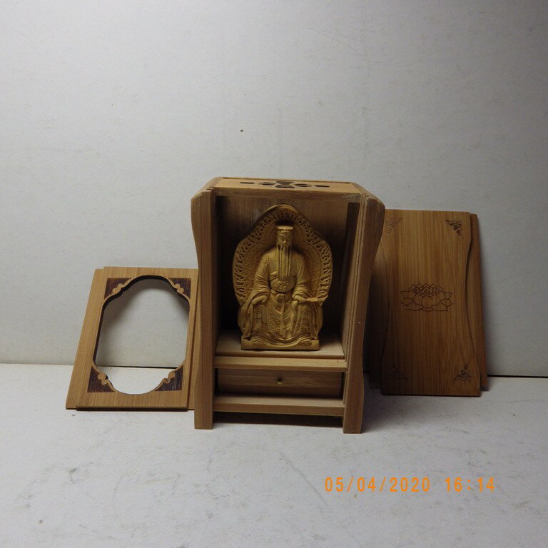 精品黃楊木黃大仙木雕佛像佛龕(盒子10.8釐米*7.6釐米*5.2釐米)