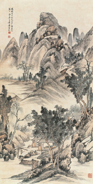 仿古畫名畫復製品黃賓虹陽朔山景山水畫水墨畫中國畫名人字畫