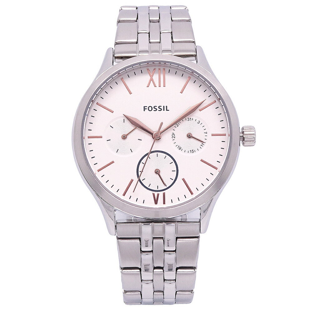 FOSSIL 美國最受歡迎頂尖運動時尚三眼造型女性腕錶-白面-BQ2468W