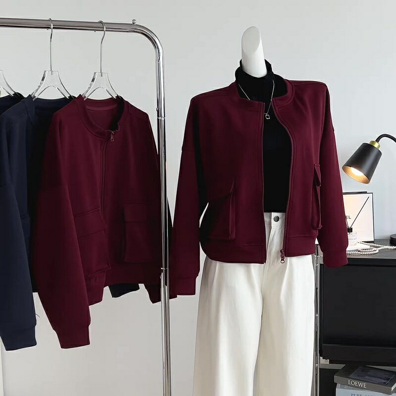 風衣外套秋冬大衣-短版工裝棒球實用女外套2色74is43【米蘭精品】【獨家進口】