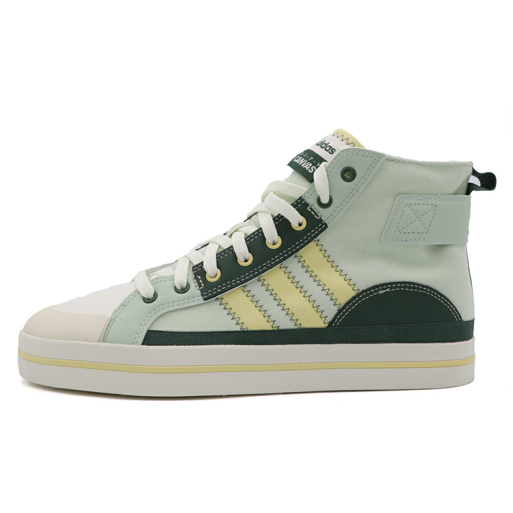 🔴Adidas CITY CANVAS HI 米/綠/黃網布透氣高統帆布鞋男款NO.B2913