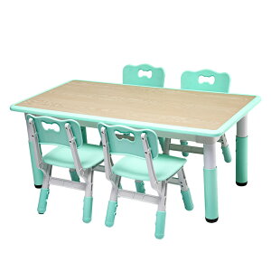 幼稚園桌椅 幼稚園桌椅兒童可升降長方形課桌套裝家用寶寶玩具學習寫字塑料桌 【CM4497】