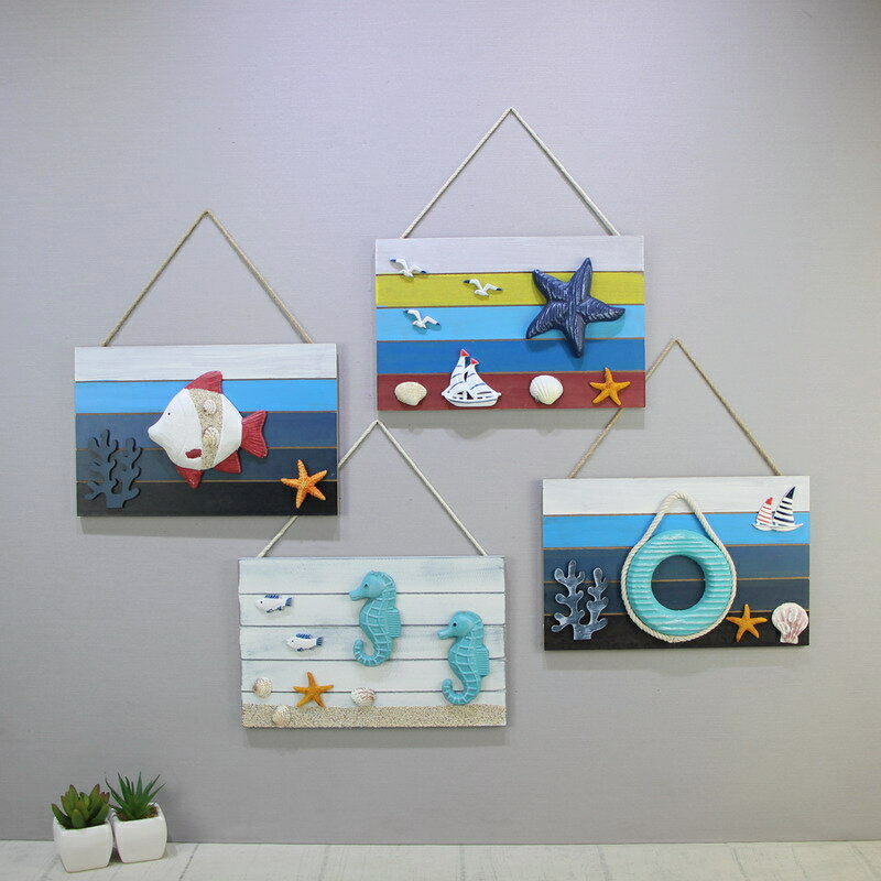 海洋風裝飾掛牌創意兒童房間掛飾品地中海風格樣板房墻壁立體掛件