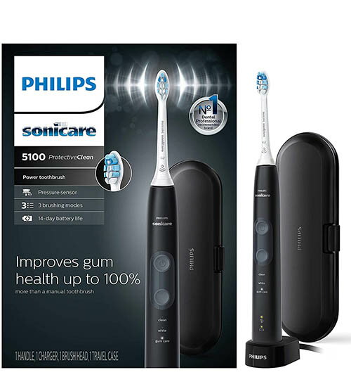 Philips 【美國代購】飛利浦 電動牙刷 Sonicare ProtectiveClean 5100 HX6850/60-黑色