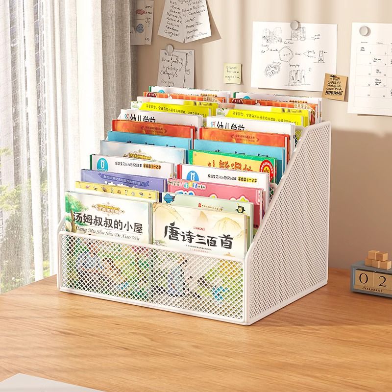 【台灣公司 可打統編】兒童書架桌面收納盒書桌上書本閱讀架床頭飄窗寶寶繪本整理置物架 c7161