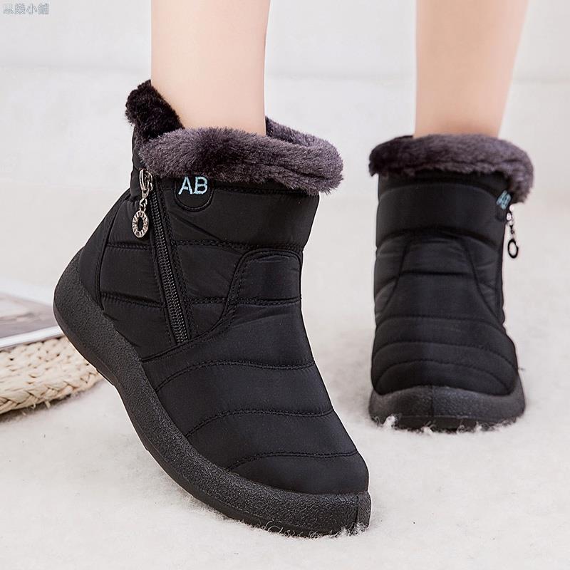 女士冬季靴配毛皮防水雪地鞋女士輕便腳踝時尚保暖防滑靴