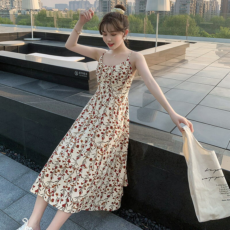 韓版碎花吊帶洋裝 吊帶連衣裙 甜美洋裝 洋裝 碎花連身裙 休閒連身裙 春天洋裝 背心連身裙 收腰 【1354F】 4