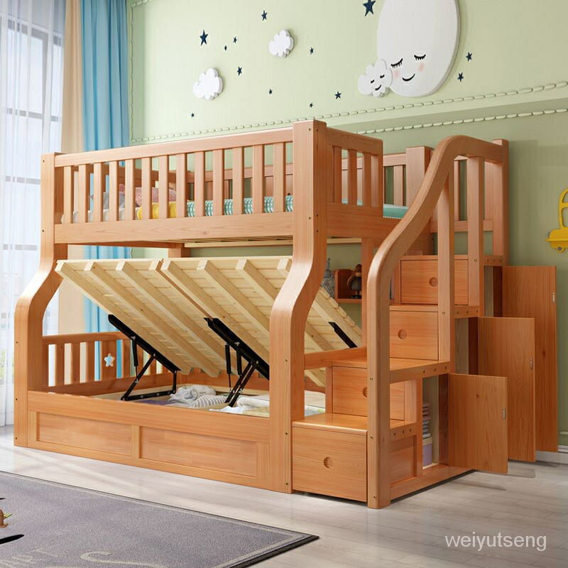 ✨貨到付款免運費部分地區可付費到府組裝⭐加粗實木清漆雙層床 上下床 木床 兩層全實木高低床 床