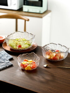 高顏值精致碗碟套裝家用玻璃碗創意高檔簡約網紅金邊沙拉碗水果碗