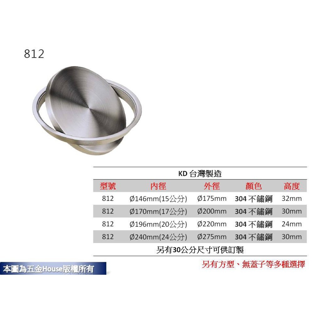 附發票 KD 812 不鏽鋼投擲口 有蓋   垃圾桶蓋 臉盆檯面 旋轉投擲口 多種規格挑選