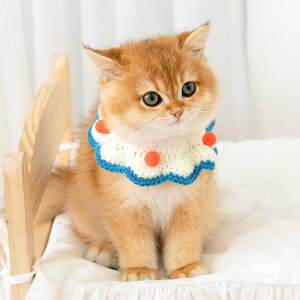 貓咪項圈針織可愛貓貓拜年脖圈手工編織圍脖狗狗新年寵物裝飾飾品
