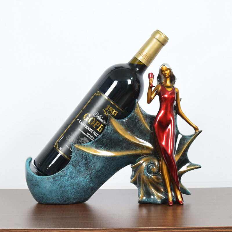 歐式創意美女紅酒架擺件美式現代家用酒柜葡萄酒酒架酒瓶紅酒架子