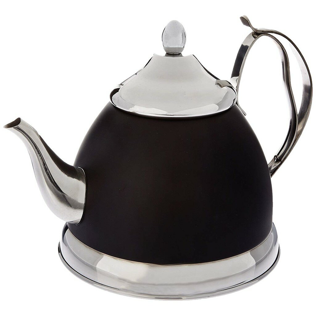 Creative Home NOBILI-TEA 950ML 黑色烤漆不鏽鋼三明治底附濾網沖茶器 茶壺 水壺