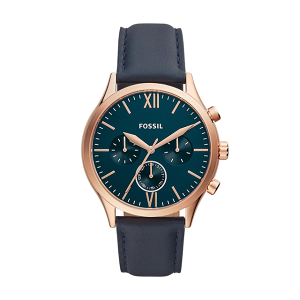 FOSSIL 男錶 手錶 腕錶 44mm 藍色真皮錶帶 男錶 手錶 腕錶 BQ2412 (現貨)▶指定Outlet商品5折起☆現貨