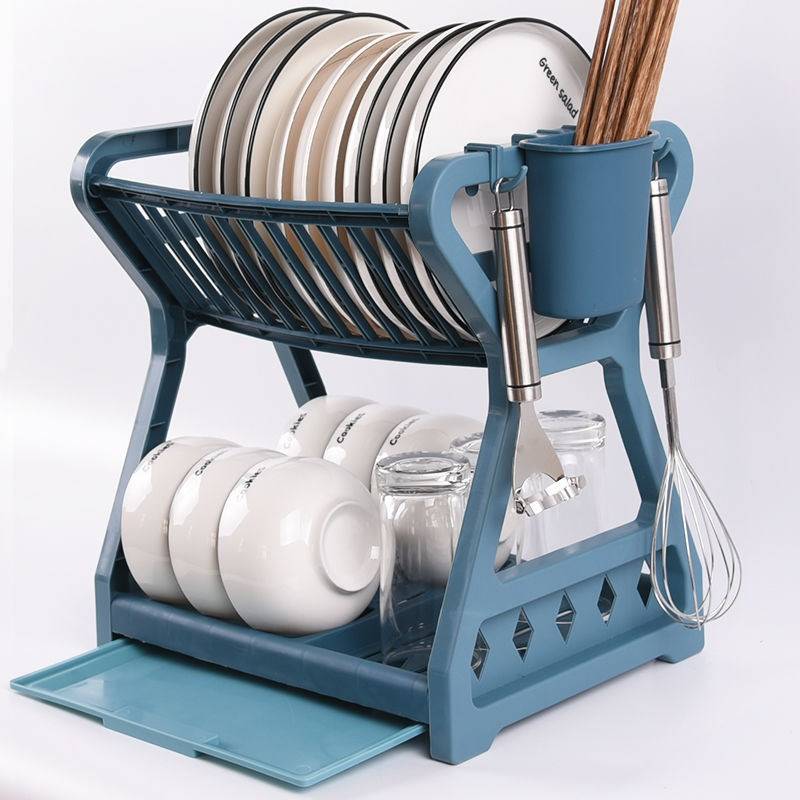 廚房置物架用具晾洗放瀝水碗架碗柜碗碟碗筷盤刀收納盒雙層餐具架