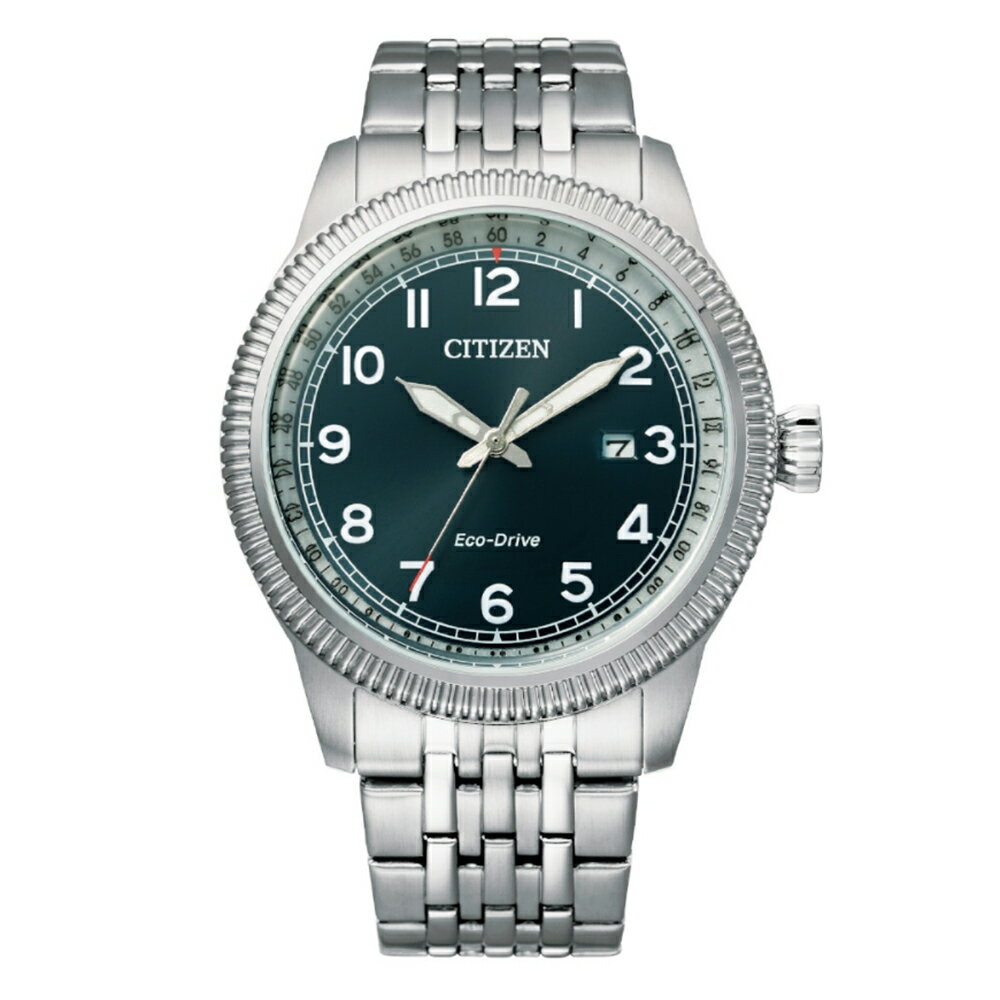 【Time Piece】CITIZEN 光動能復古風紳士手錶-銀x藍綠 (BM7480-81L) 廣三SOGO [APP下單享4%點數]