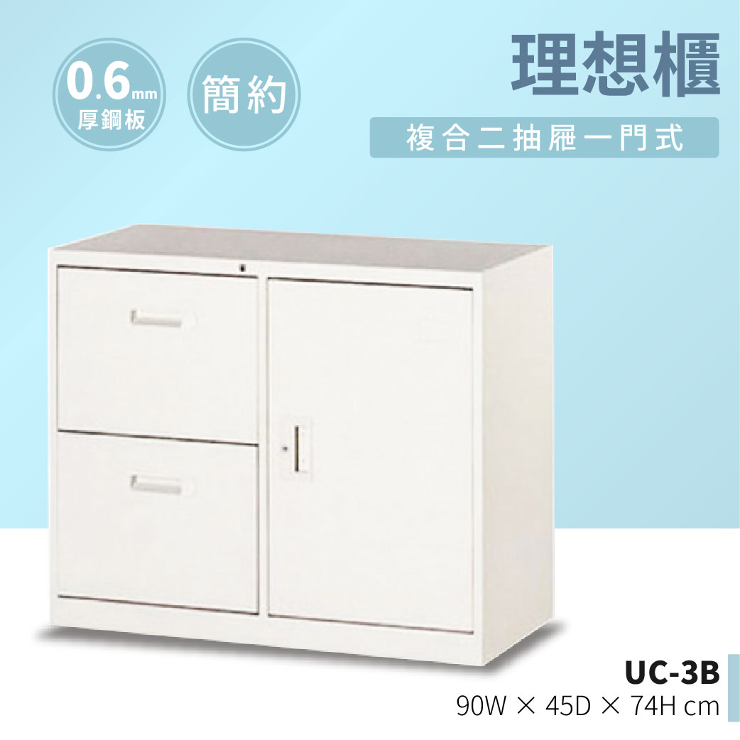 【哇哇蛙】理想櫃/複合二抽屜一門式 UC-3B 辦公 學校 收納 檔案報表 置物櫃 分類櫃 隔間櫃 鐵櫃 資料櫃