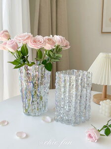 花瓶擺件客廳插花玻璃透明冰川輕奢高級感水養ins大口徑網紅鮮花【四季小屋】