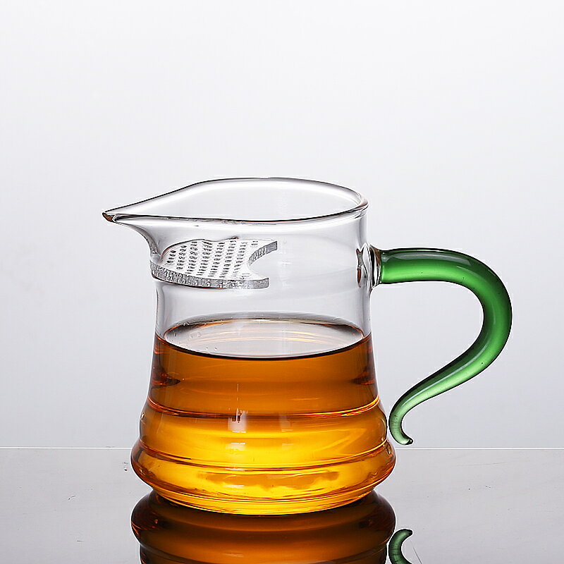 350ml高檔 公道杯茶漏一體玻璃功夫茶具分茶耐熱配件倒茶器加厚