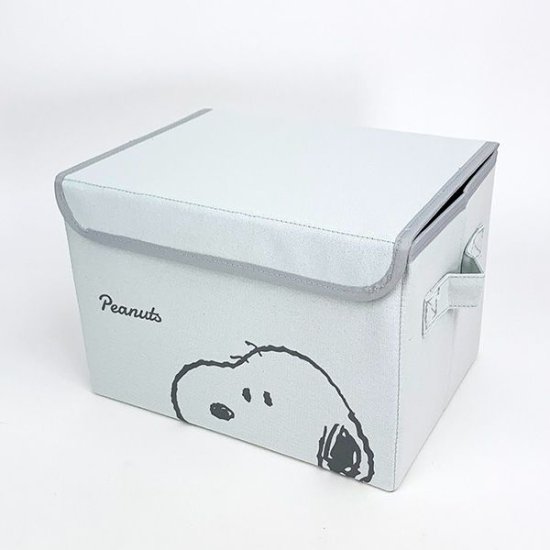 【震撼精品百貨】史奴比Peanuts Snoopy ~SNOOPY 史努比附蓋摺疊收納箱-灰*18163