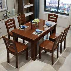 實木餐桌長方形木質現代簡約桌椅家用4人6人餐桌椅組合xw 可開發票 交換禮物全館免運