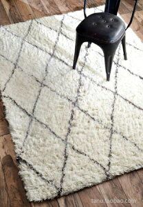 草編地毯 手工地毯摩洛哥菱形線條黑白菱格紋客廳毯免運直出zg 可開發票 交換禮物全館免運
