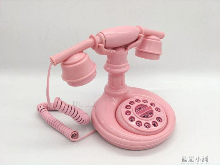 個性時尚創意主題酒店可愛復古電話機粉色家用固定電話座機qm 藍嵐