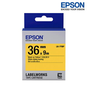 EPSON LK-7YBP 黃底黑字 標籤帶 粉彩系列 (寬度36mm) 標籤貼紙 S657403