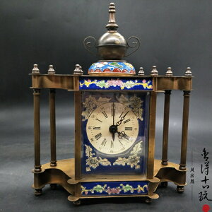 古玩古董收藏 仿古老式機械鐘機械鐘老鐘表老掛鐘 景泰藍純銅座鐘