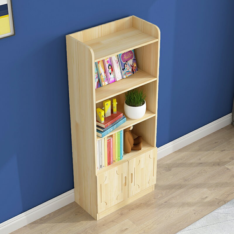 實木書架落地兒童簡易松木原木置物架環保免漆學生客廳簡約小書櫃