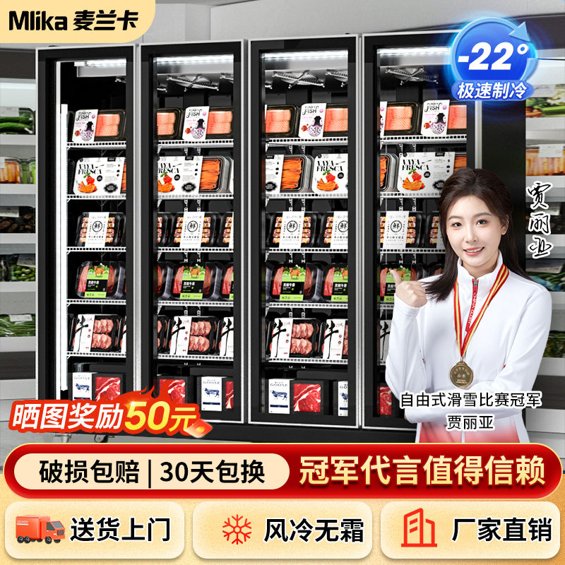 [臺灣公司貨 可開發票]麥蘭卡冷凍展示櫃商用速凍急凍肉類凍品三門立式冰箱雙門低溫冰櫃
