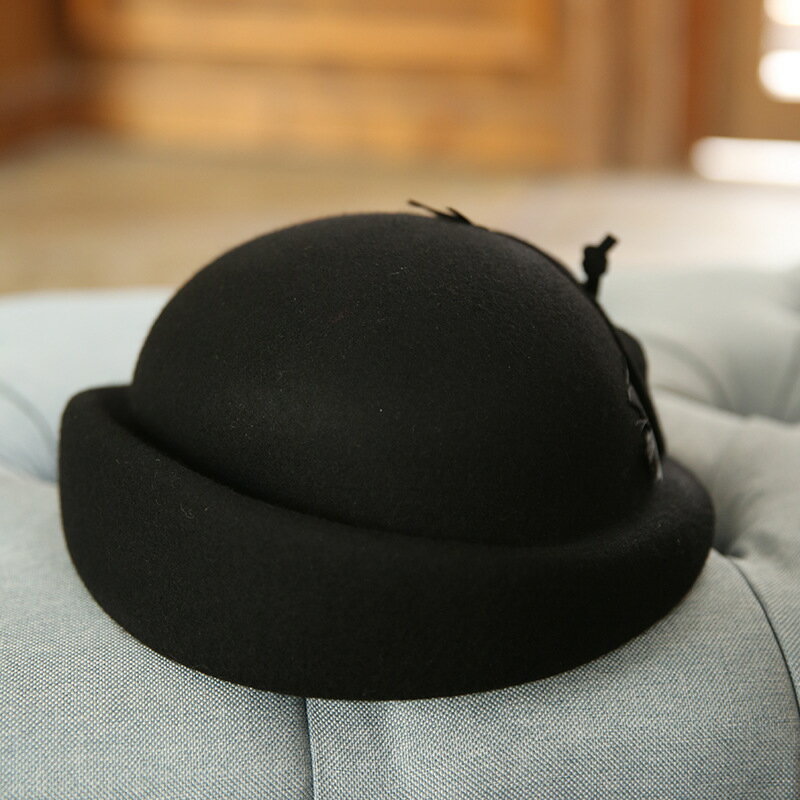 【巴黎精品】禮帽毛呢帽-秋冬毛呢復古畫家造型女帽子v1am35