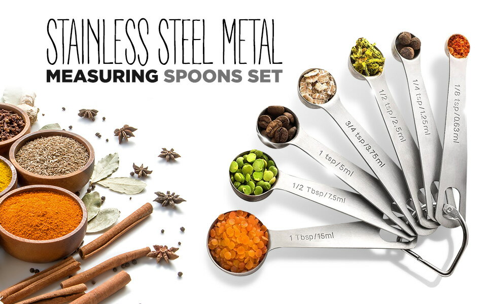 Palada Stainless Set Of 7 Small Tablespoon To 18 Metal Teaspoon Set Mini Measuring Spoons Medium Steel