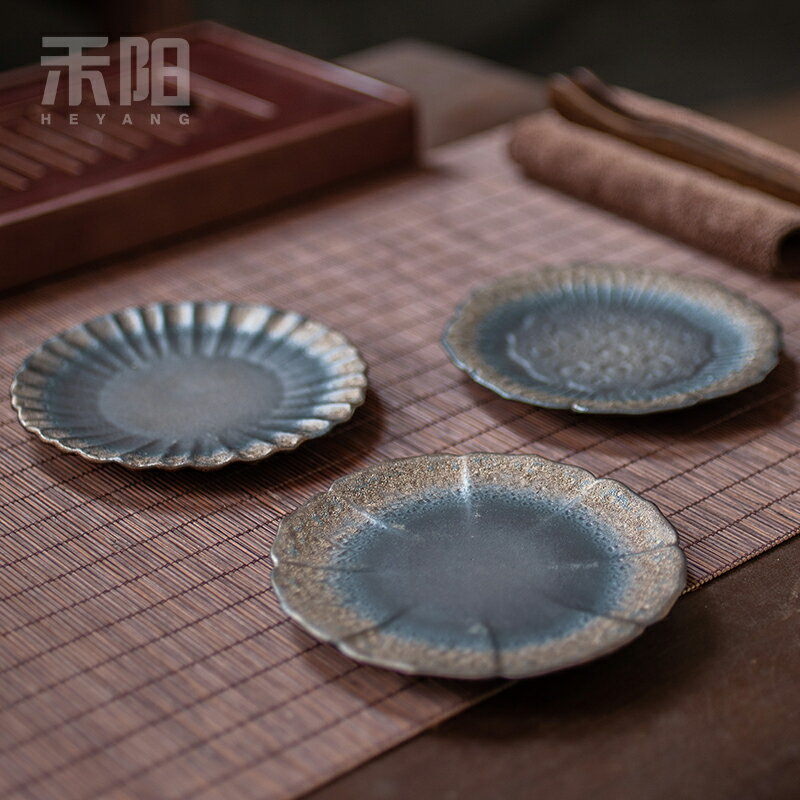 禾陽 陶瓷杯墊創意粗陶茶托隔熱茶杯托家用功夫茶具 中式茶道配件
