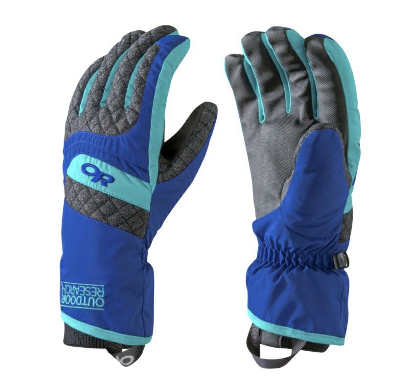 【【蘋果戶外】】Outdoor Research OR243349 0589 水藍/藍 女 Riot Gloves 防水保暖手套 極光 滑雪手套