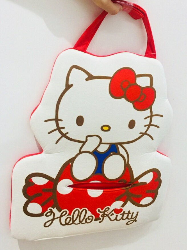 大賀屋 日貨 HELLO KITTY 車用面紙套 面紙盒 面紙套 娃娃 車用 玩偶 面紙 正版 L00011366
