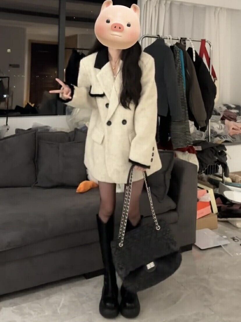 短款西裝毛呢大衣女小個子韓系氣質赫本風正肩呢子外套秋冬高級感【淘夢屋】