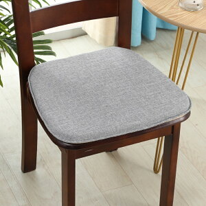 簡約日式亞麻椅子坐墊馬蹄形棉麻餐椅墊加厚可拆洗防滑簡約日式實木椅子墊